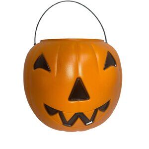 Vtg Norfolk Halloween Pumpkin Blow Mold Pail Bucket Trick-or-treat Made In USA